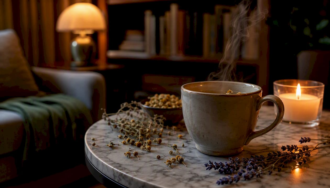 Herbal tea with lavender and chamomile
