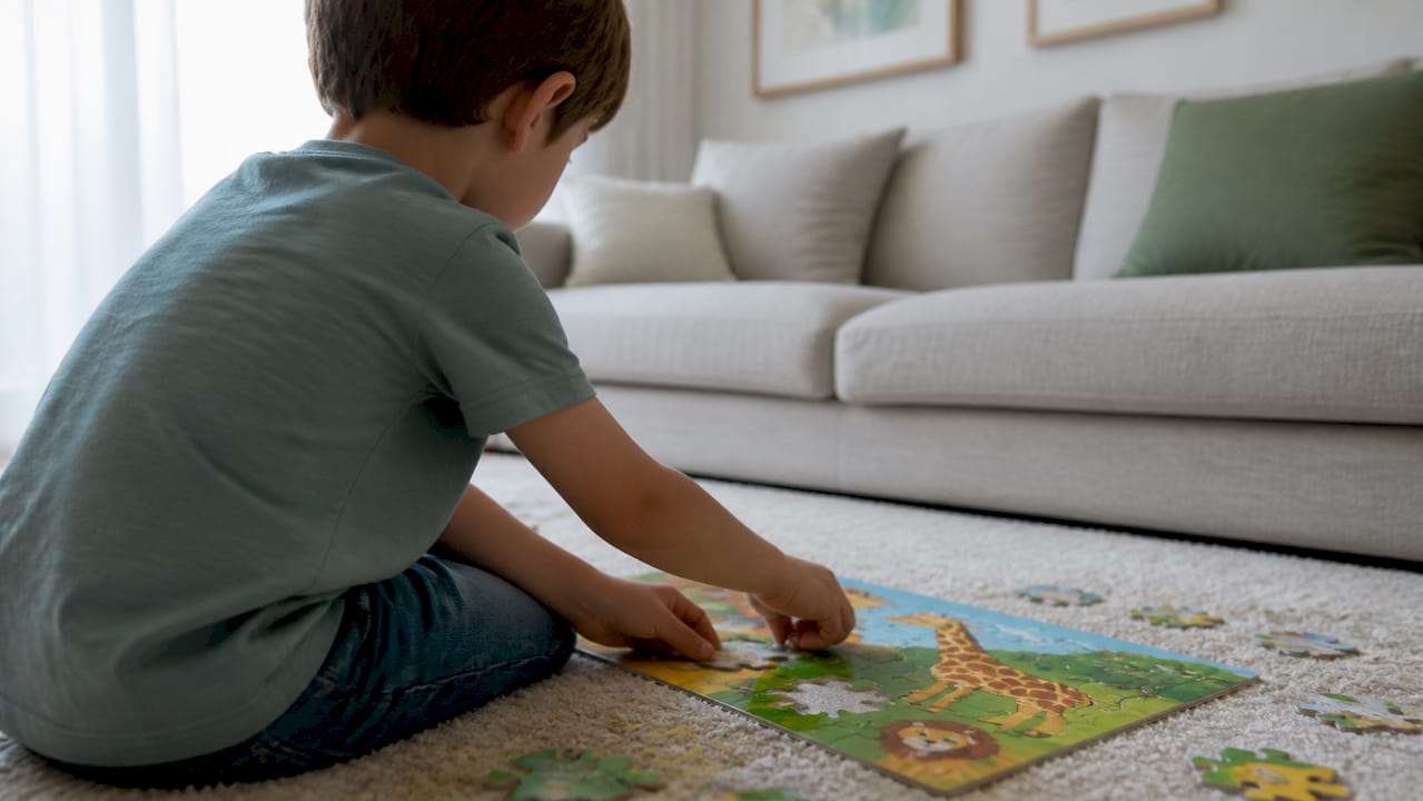 Child playing with blocks illustrating neurodevelopment