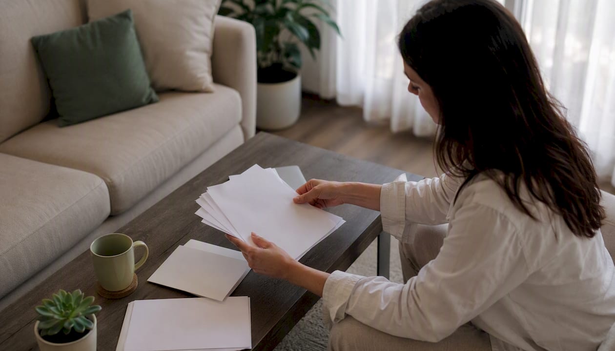 Patient preparing certification documents at home