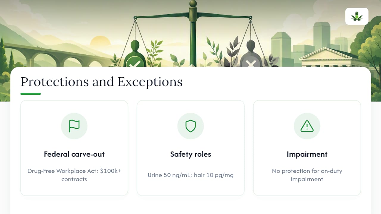 Diagram showing employment law exceptions for medical marijuana use