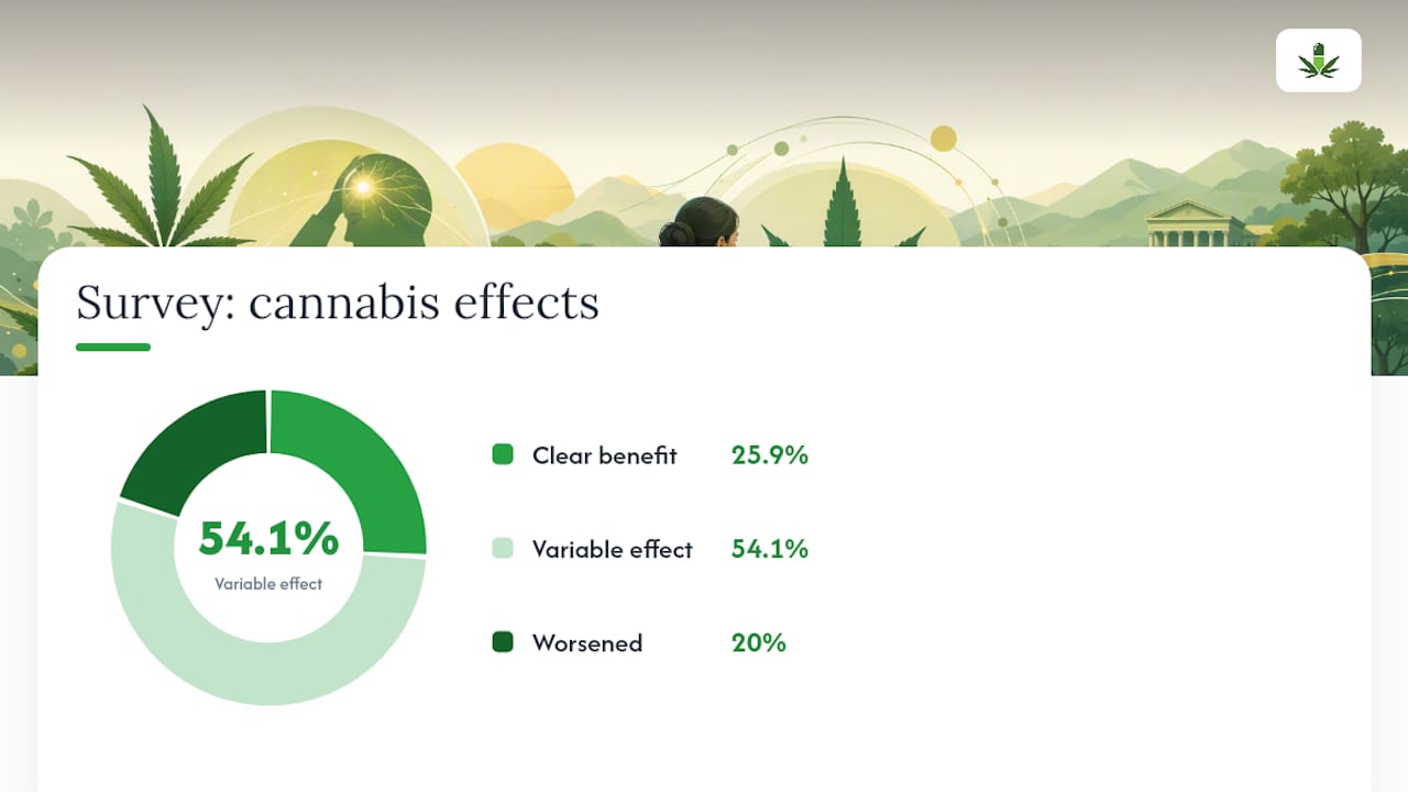 Diagram of cannabis effectiveness survey results for cluster headache