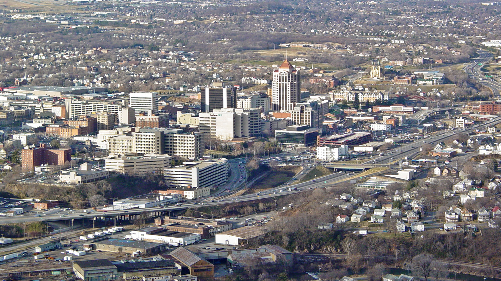 Roanoke Virginia Valley landmark skyline