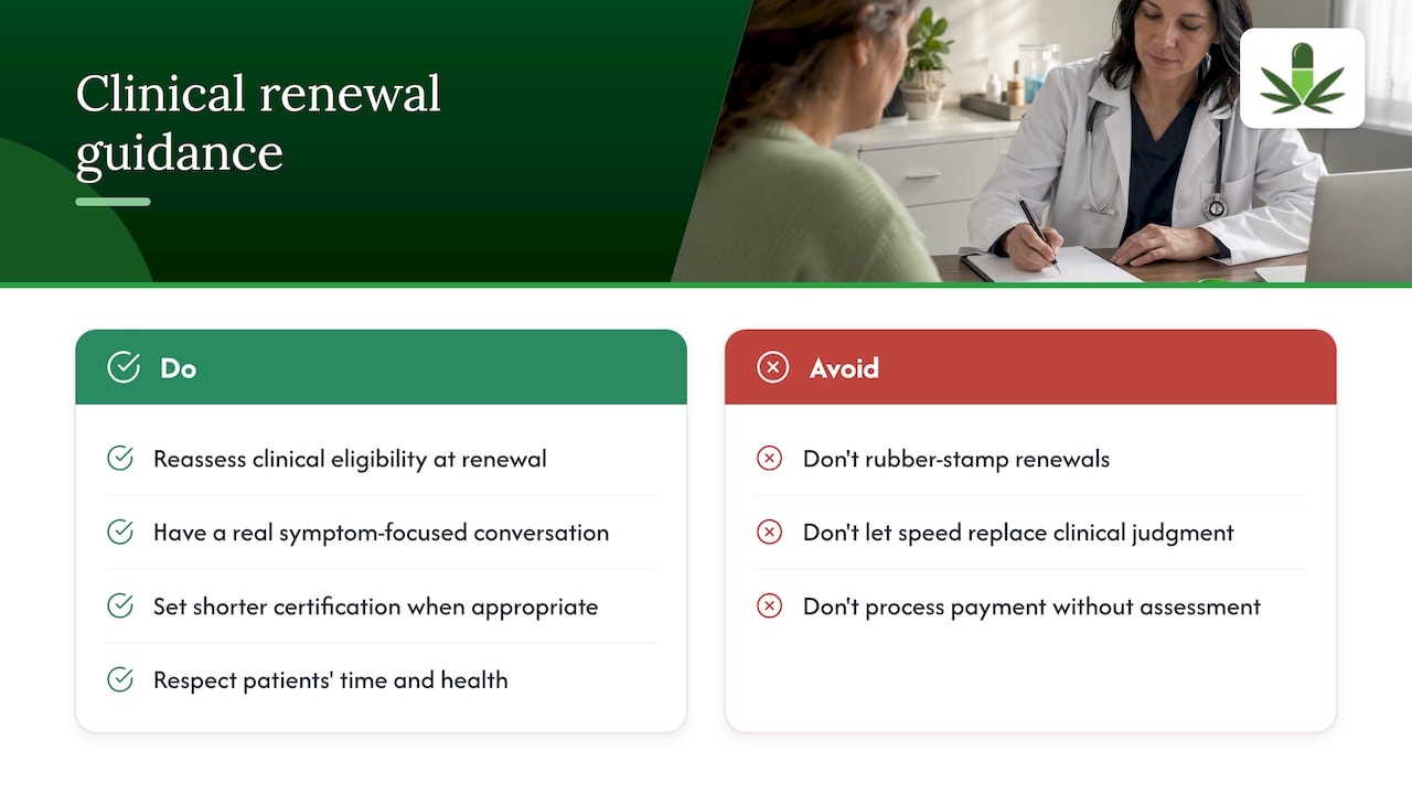Why Renewal Stays a Clinical Decision, Not Just a Formality — overview diagram